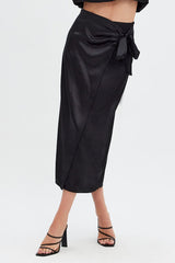 Black Twist Midi Skirt