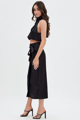 Black Twist Midi Skirt