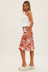 Black Abstract Abstract Midi Skirt