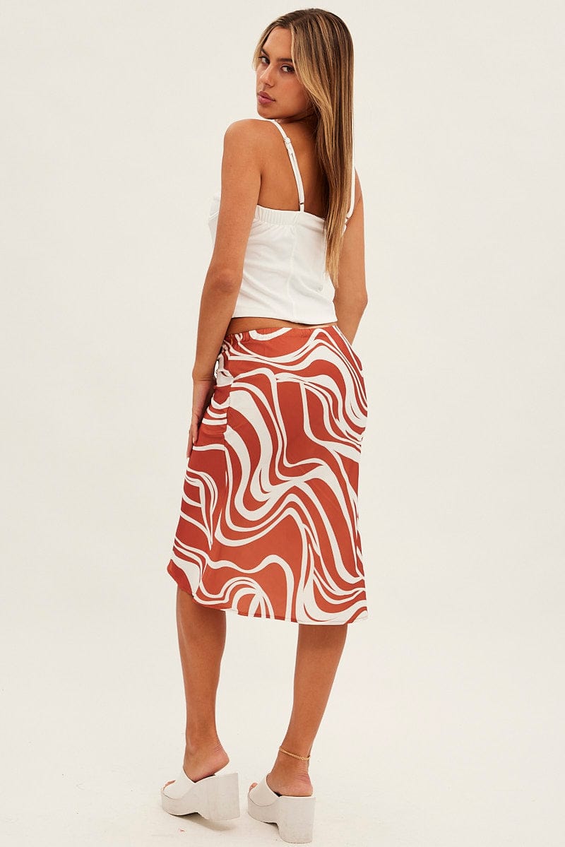 Black Abstract Abstract Midi Skirt