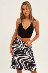 Brown Abstract Abstract Midi Skirt