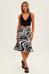 Brown Abstract Abstract Midi Skirt