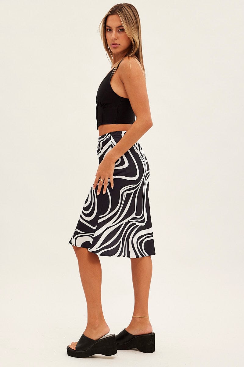 Brown Abstract Abstract Midi Skirt