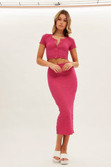 Pink Midi Skirt High Rise Pencil