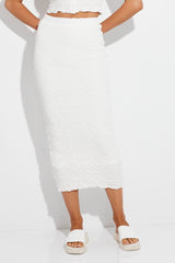 White Midi Skirt High Rise Pencil