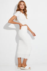 White Midi Skirt High Rise Pencil