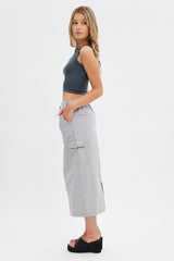 Grey Cargo Skirt Midi Cotton