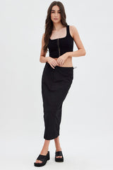 Black Parachute Skirt Cargo Mid Rise