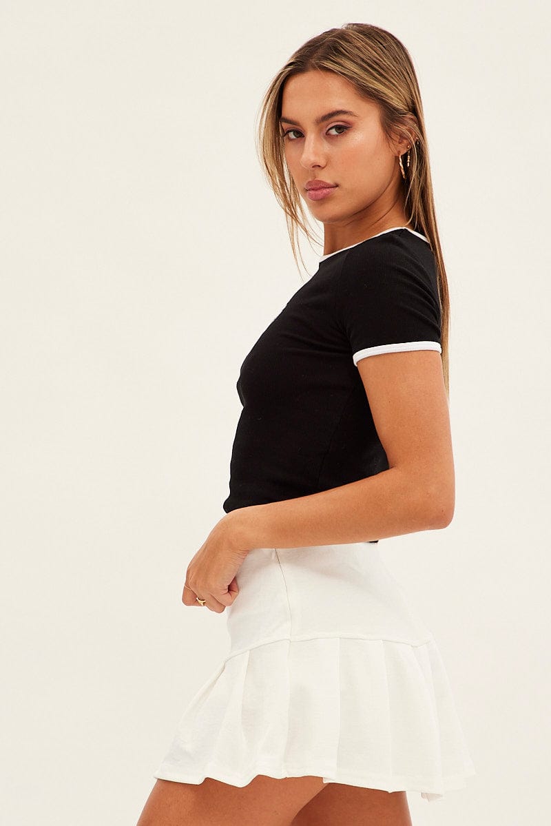 White Micro Mini Skirt Low Rise Tennis Jersey Lined