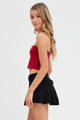 Black Tennis Skirt Low Rise Micro Mini Pleated Corduroy