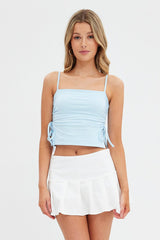 White Tennis Skirt Low Rise Micro Mini Pleated Corduroy