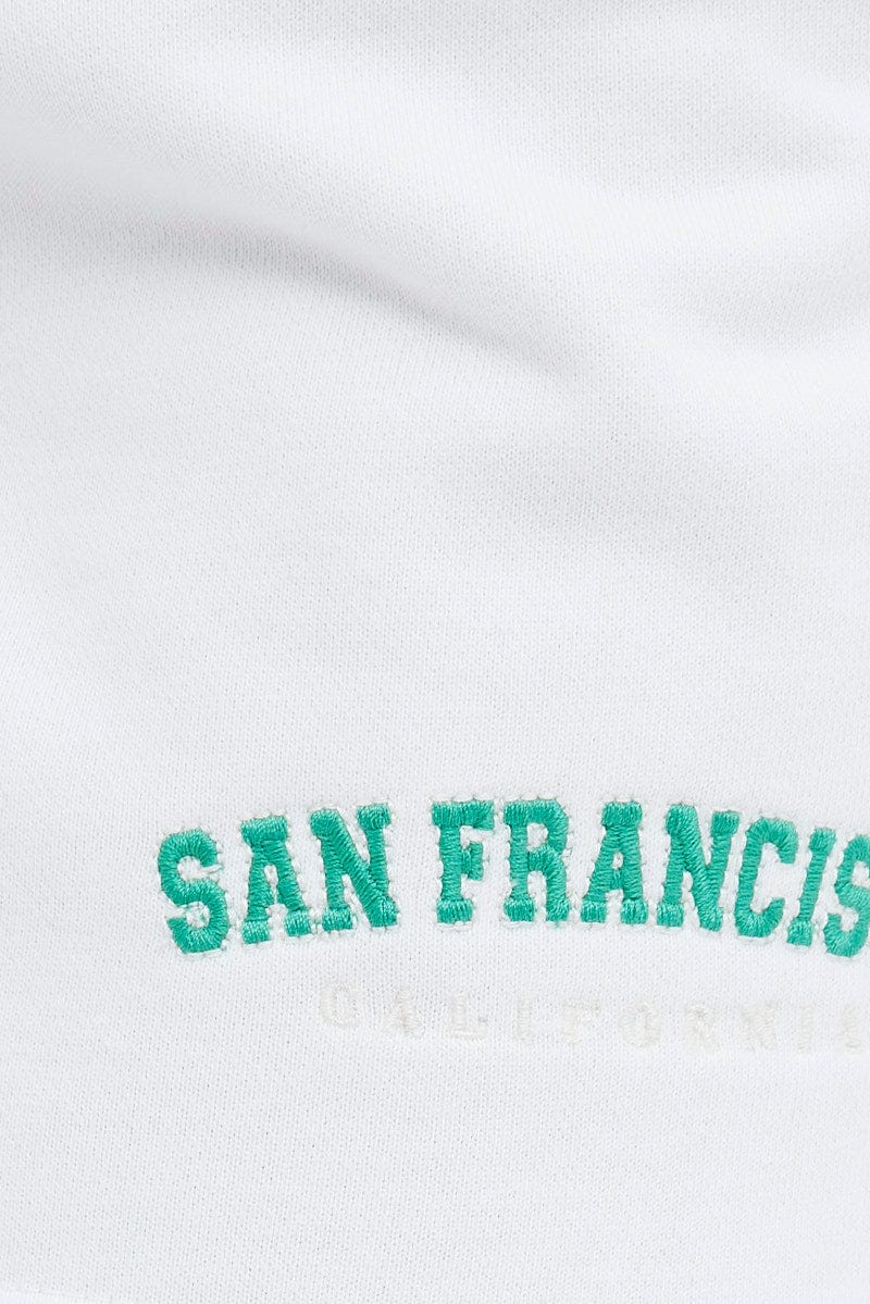 White Mini Skirt Mid Rise Fleece San Francisco Graphic