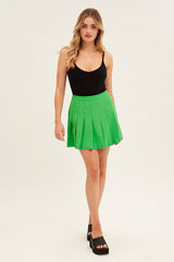 Green High Waist Pleated Tennis Skirt