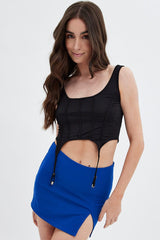 Blue Slip Mini Skirt