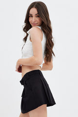 Black Cargo Skirt Low Rise Belted