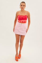 Pink Cargo Skirt Mini Mid Rise