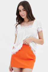 White Lace Trim Top