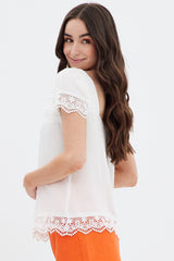 White Lace Trim Top