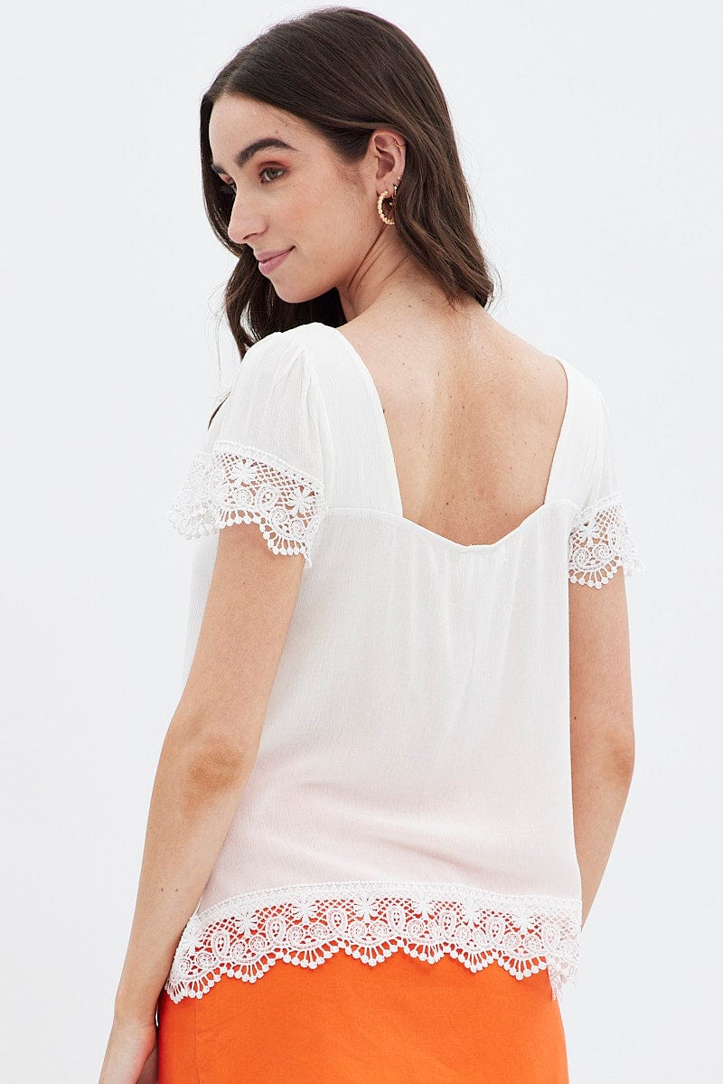 White Lace Trim Top