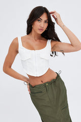 White White Top Sleeveless with Zipper