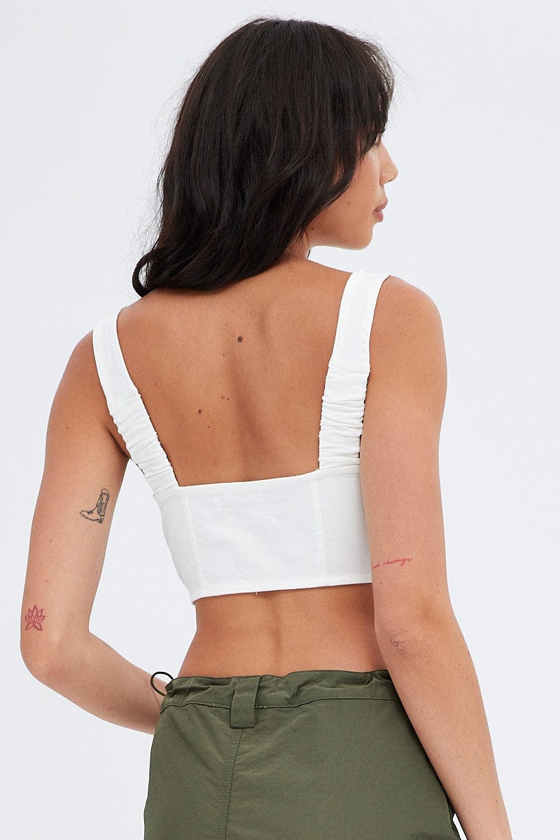 White White Top Sleeveless with Zipper