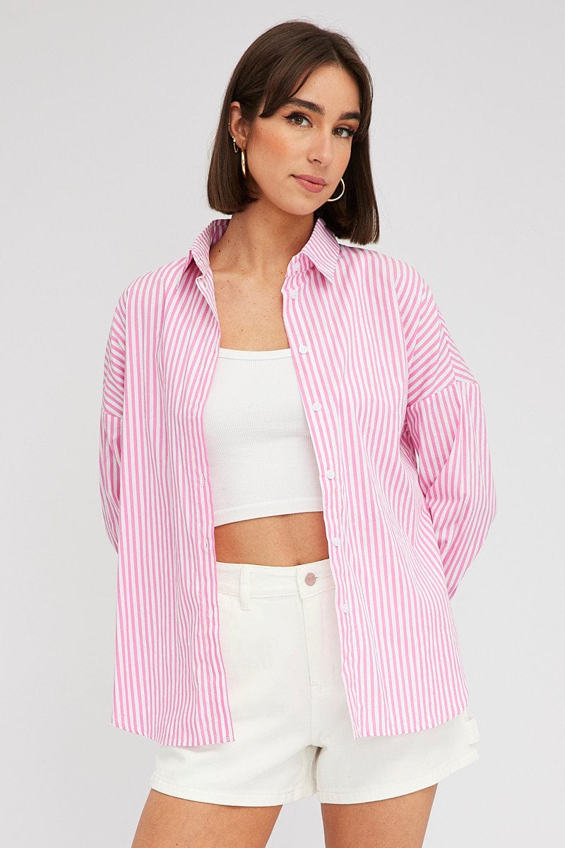 Pink Stripe Shirt Long Sleeve Stripes