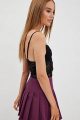 Black Lace Cami Sleeveless Sweetheart Crop Stretch