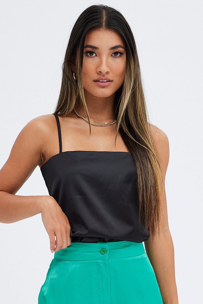 Black Cami Sleeveless Longline Tunic Top