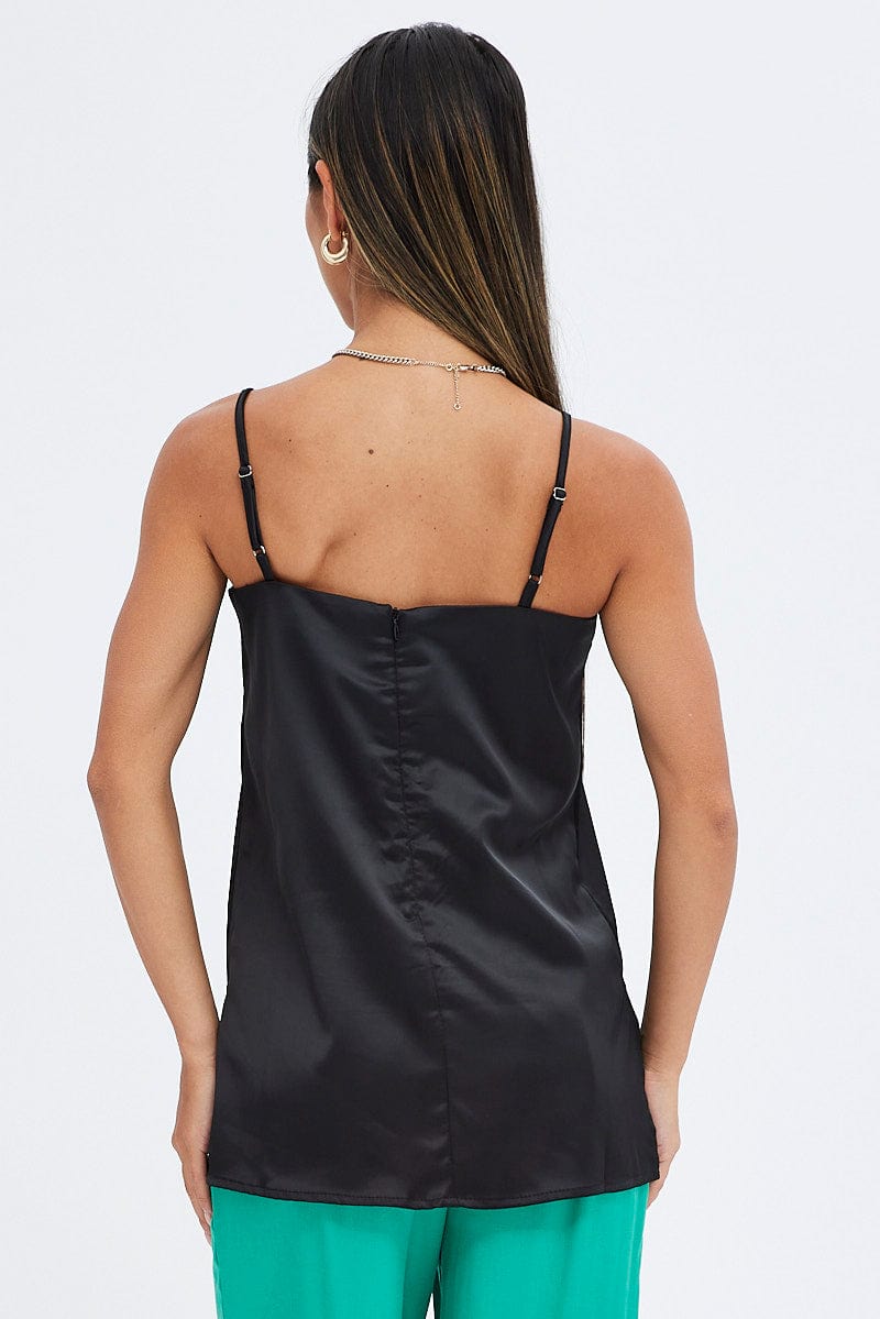 Black Cami Sleeveless Longline Tunic Top