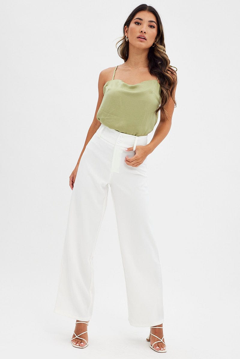 Green Cami Top Tie Straps