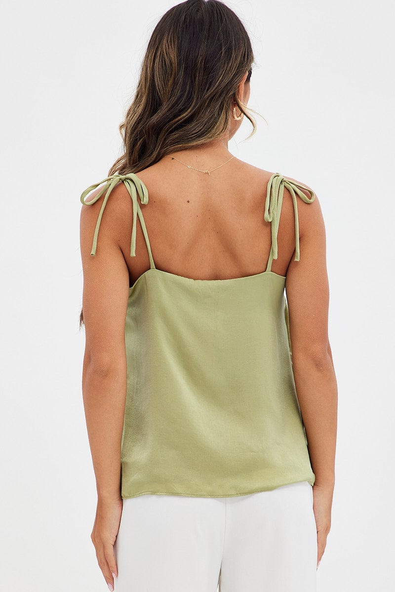 Green Cami Top Tie Straps