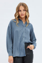 Grey Long Shirt Collared Long Sleeve