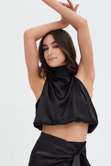 Black Cami Top Sleeveless High Neck