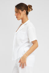 White Shirt Short Sleeve Collared Neck