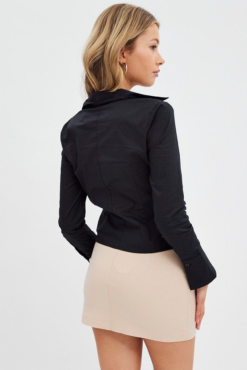 Black Shirt Long Sleeve Collar