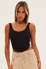 Black Corset Top Square Neck