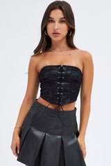 Black Corset Top with Lace Sleeveless