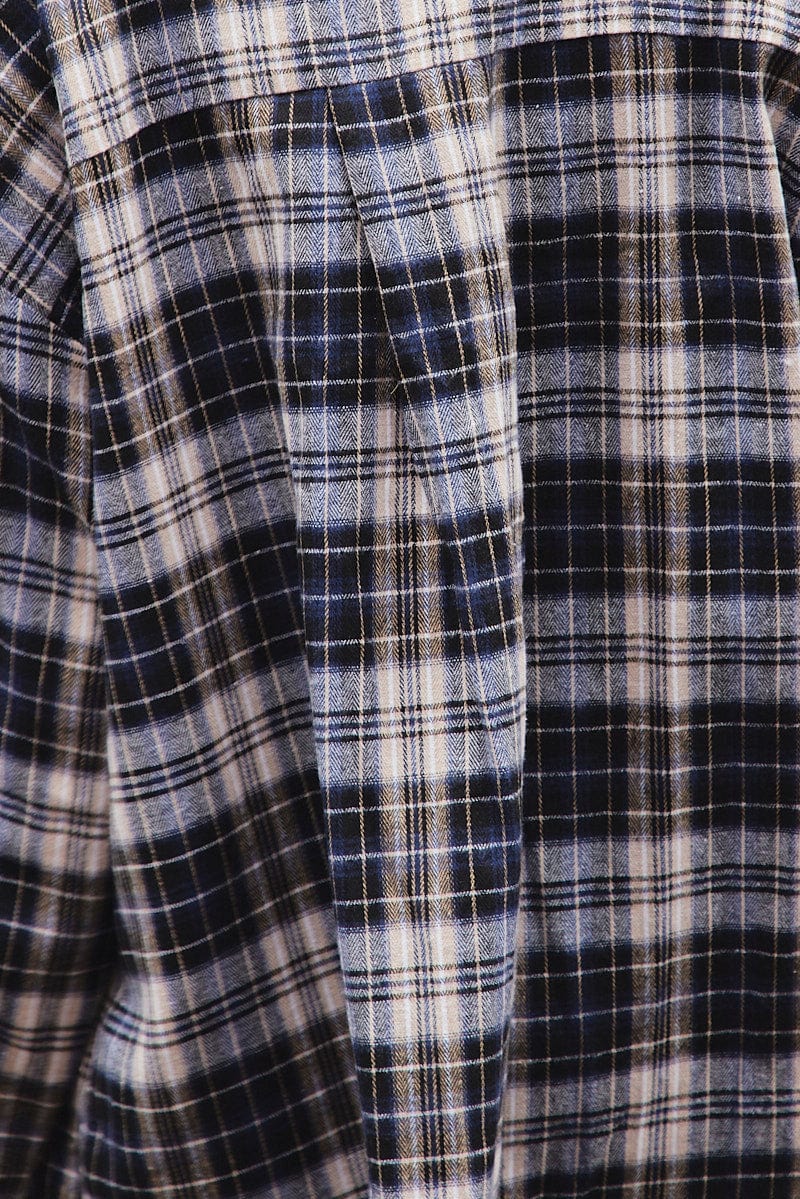 Black Check Shirt Long Sleeve Collar Check