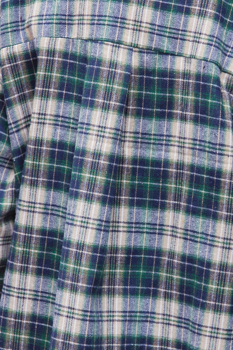 Green Check Shirt Long Sleeve Collar Check