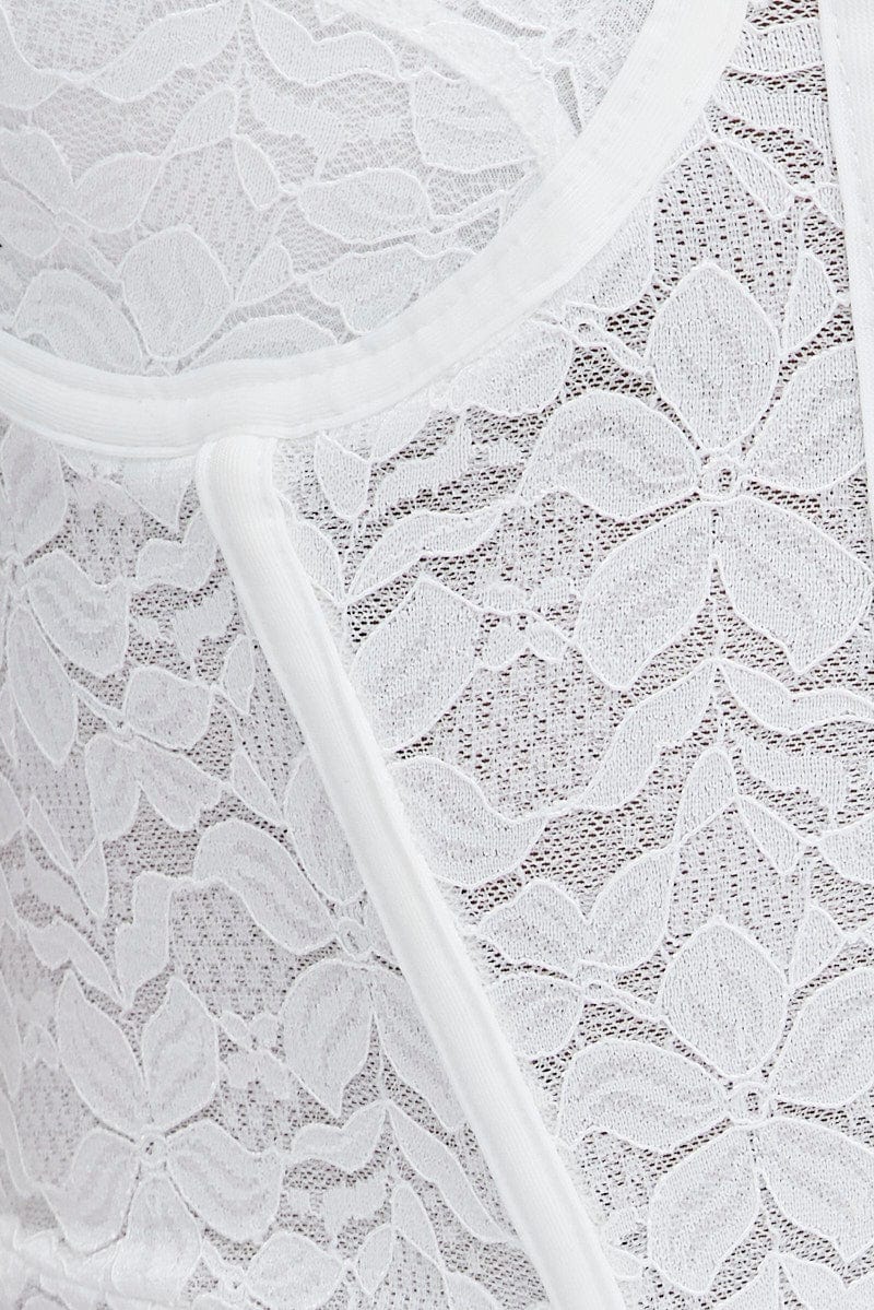 White Corset Top Sleeveless Lace Bodysuit