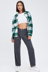 Green Check Print Shirt Long Sleeve