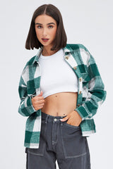 Green Check Print Shirt Long Sleeve