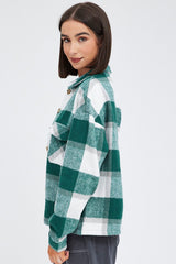 Green Check Print Shirt Long Sleeve