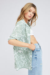 Green Abstract Shirt Short Sleeve