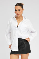 White Shirt Long Sleeve Collared Neck