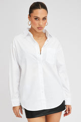 White Shirt Long Sleeve Collared Neck