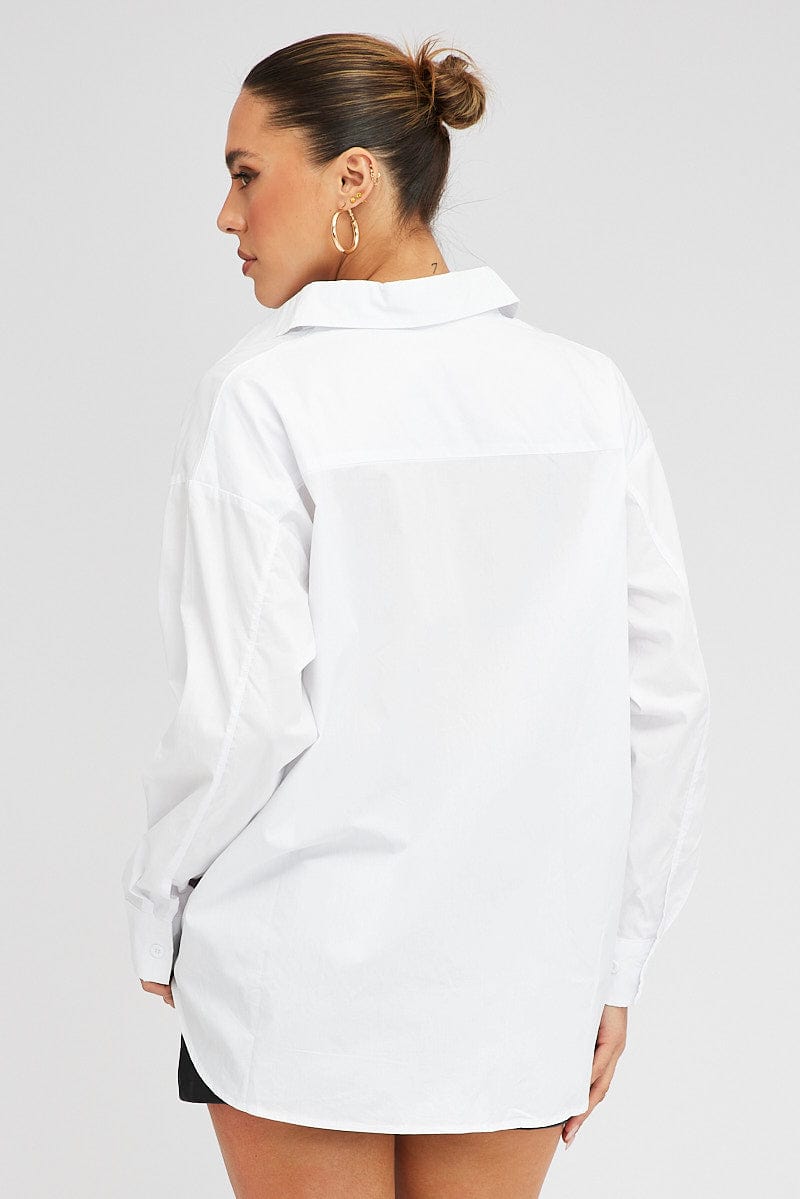 White Shirt Long Sleeve Collared Neck