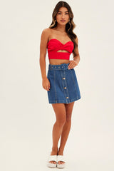 Red Bandeau Twist Front Sleeveless Crop