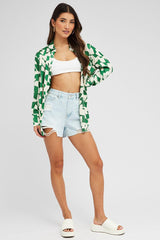 Green Abstract Shirt Long Sleeve