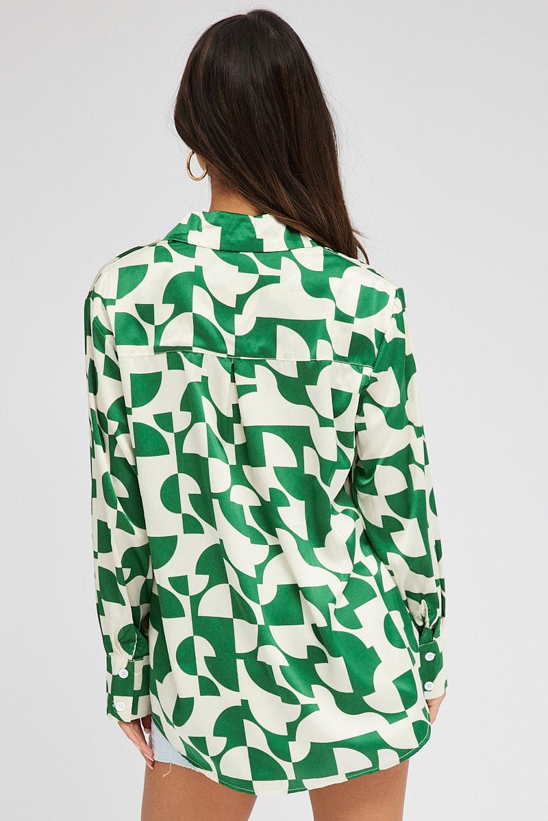 Green Abstract Shirt Long Sleeve